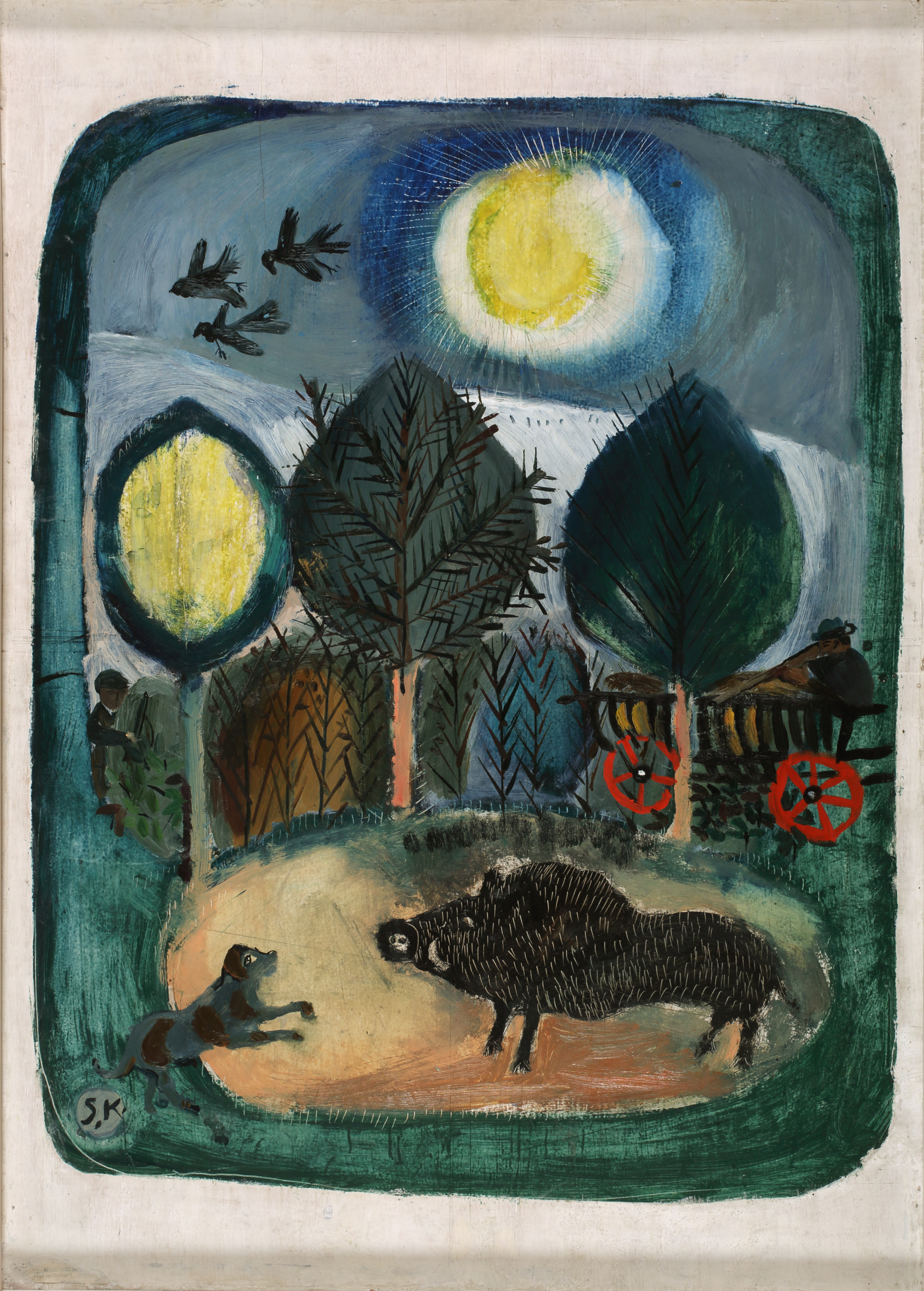 Hunting a wild boar